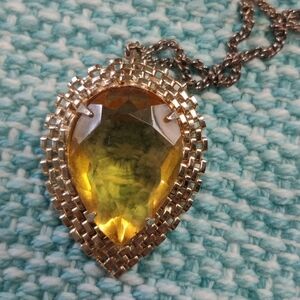 Vintage Teardrop Topaz Necklace/ Brooch